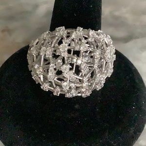 Suzy Levian Sterling Silver & Cubic Ziconia Unique Ring Size 10